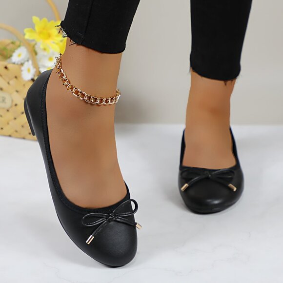 Women's Cushioned Insole Classic Bow Tie Ballerina Flat - Picture 2 of 10